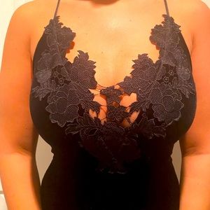 Express velvet/lace bodysuit